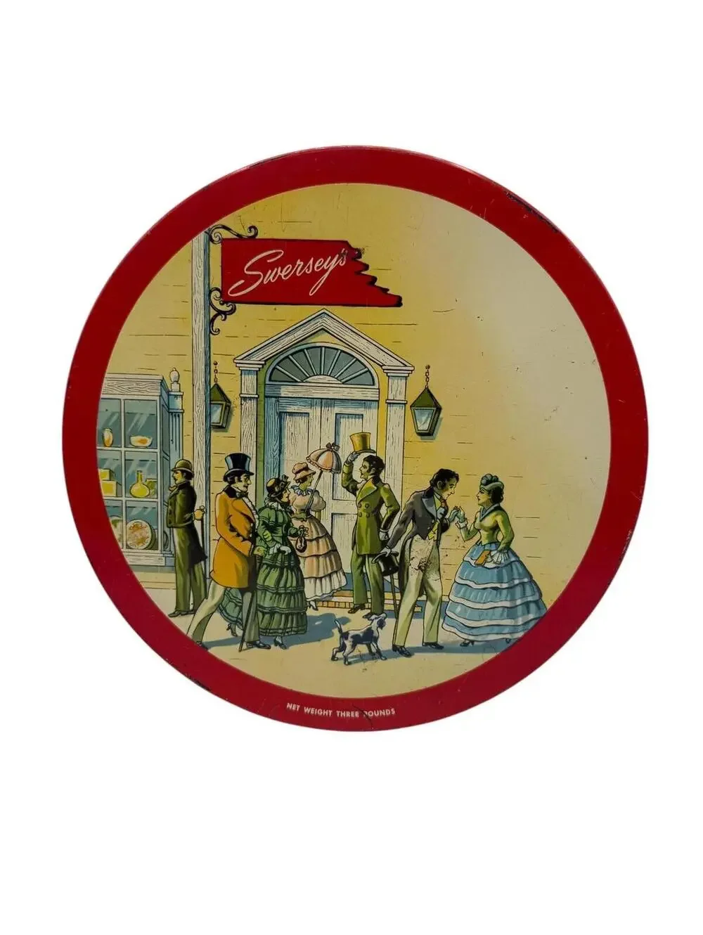 Vintage Swersey's Candy Tin: Victorian Scene, Nostalgic Decor